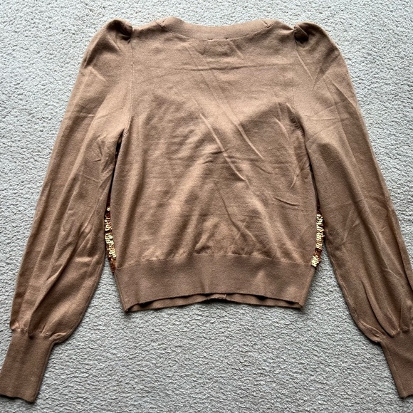 NWT Express Women's Sequin Long Sleeve Button Front Cardigan Sweater Top XS Gold - Picture 13 of 15